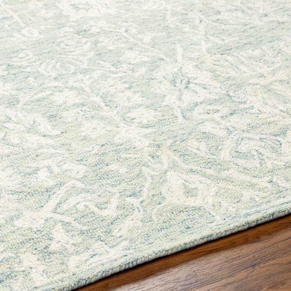 Granada Cream/Teal Handmade Rug - texture