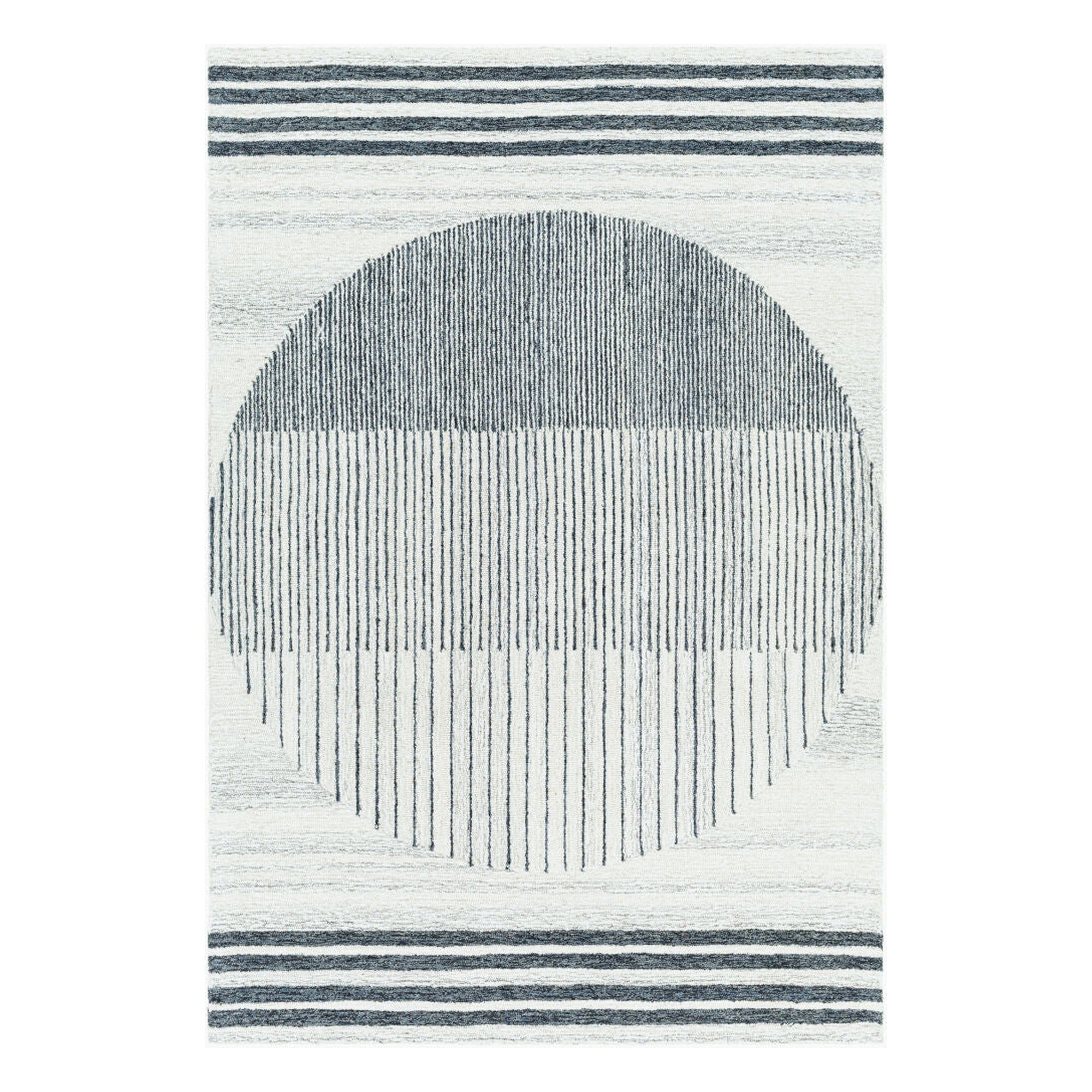 Granada Black/Light Beige Handmade Rug - 2'6" x 10'