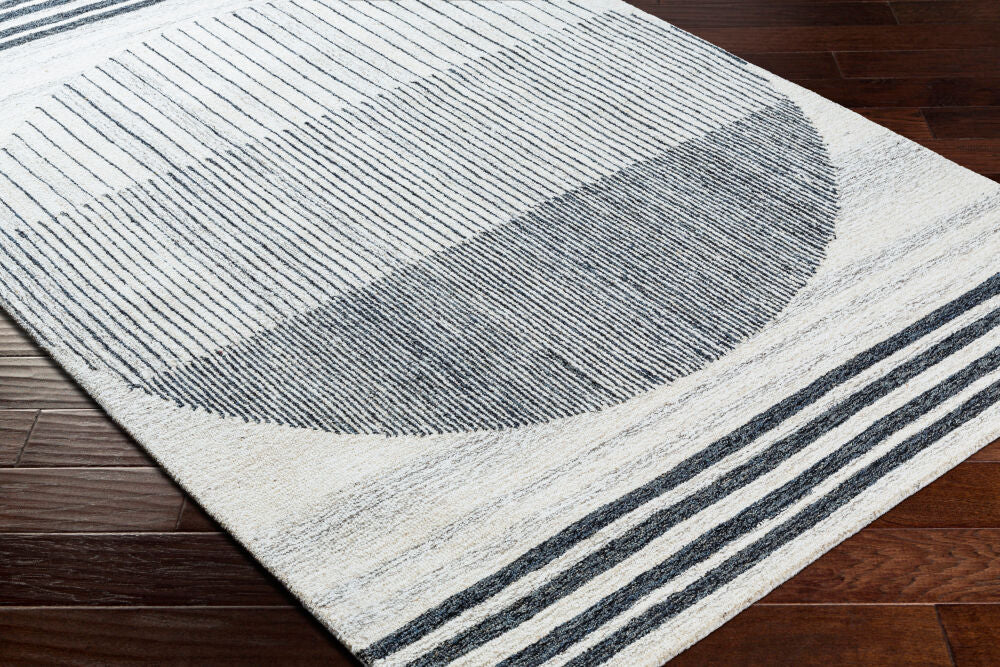 Granada Black/Light Beige Handmade Rug - corner