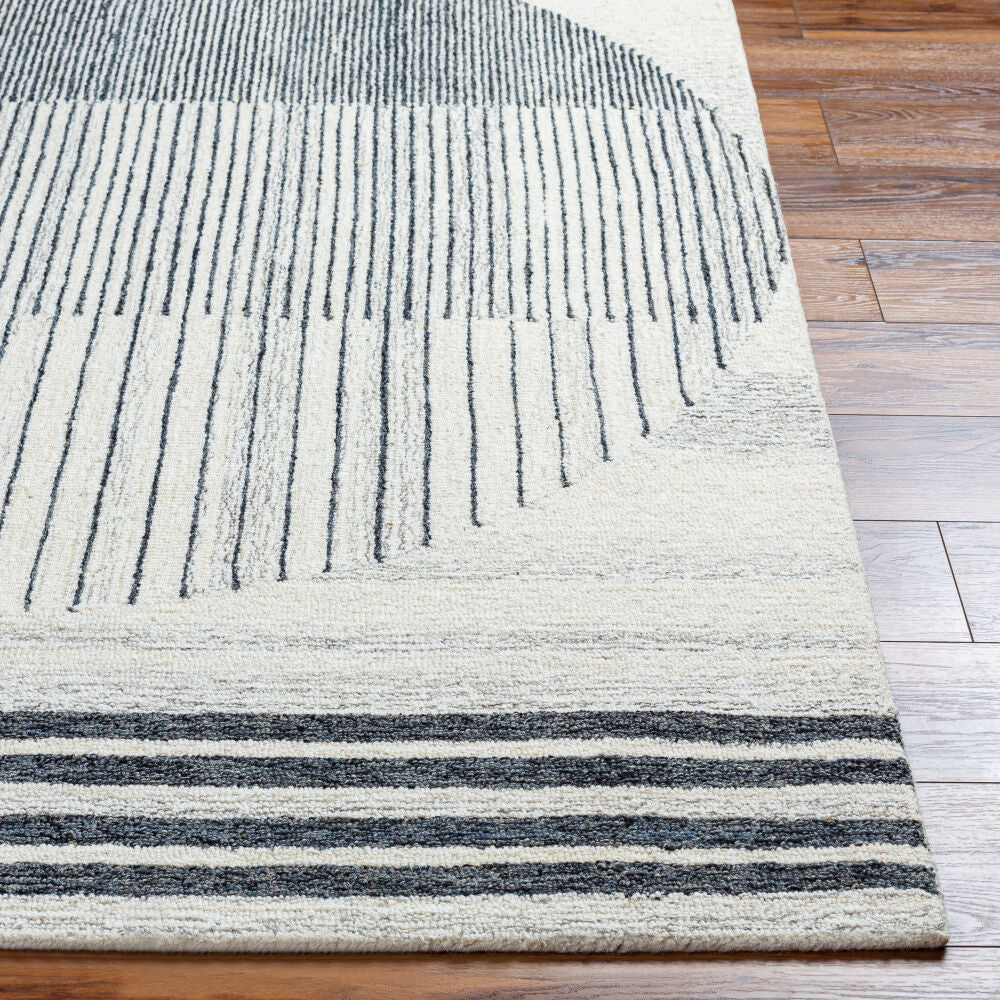 Granada Black/Light Beige Handmade Rug - front