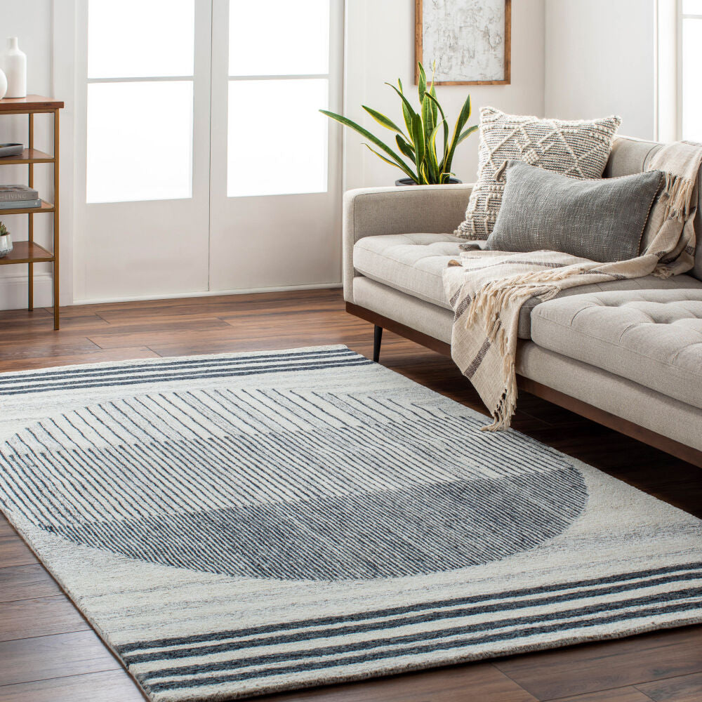 Granada Black/Light Beige Handmade Rug - roomscene