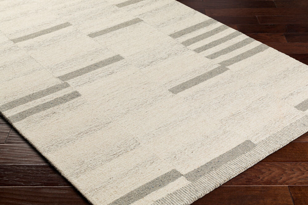 Granada Cream/Medium Gray Handmade Rug - corner