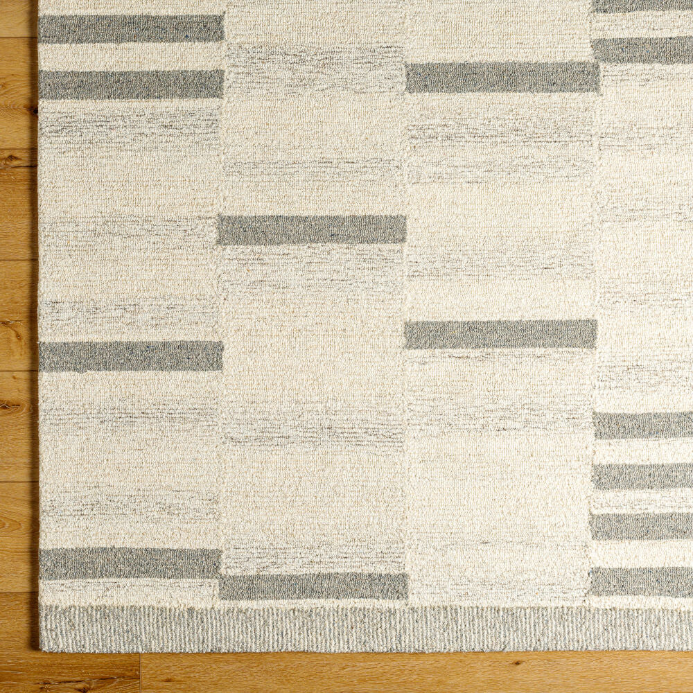Granada Cream/Medium Gray Handmade Rug - overhead
