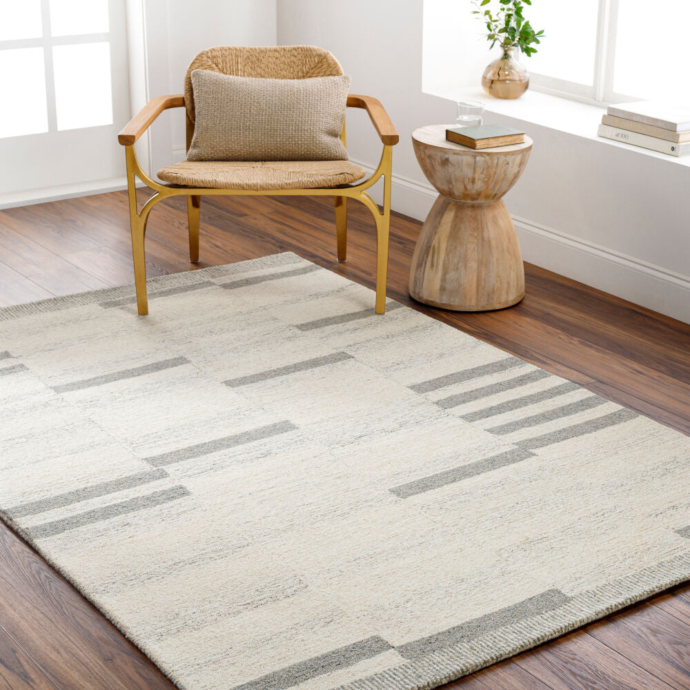 Granada Cream/Medium Gray Handmade Rug - roomscene