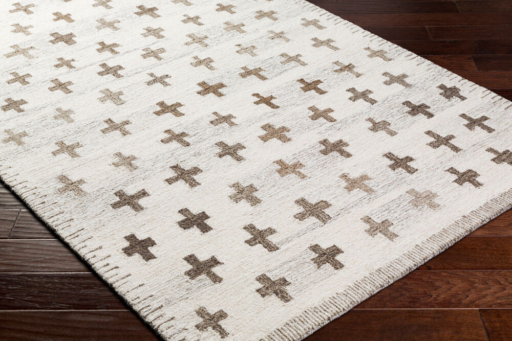 Granada Ivory/Medium Brown Handmade Rug GND-2368 - corner