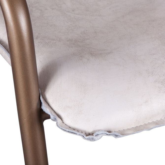 Industrial Loft Metal and Leather Bar Chair-Vintage White