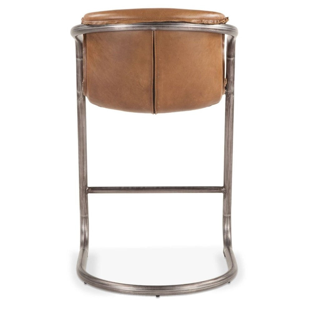 Industrial Loft Metal and Chestnut Leather Counter Stool