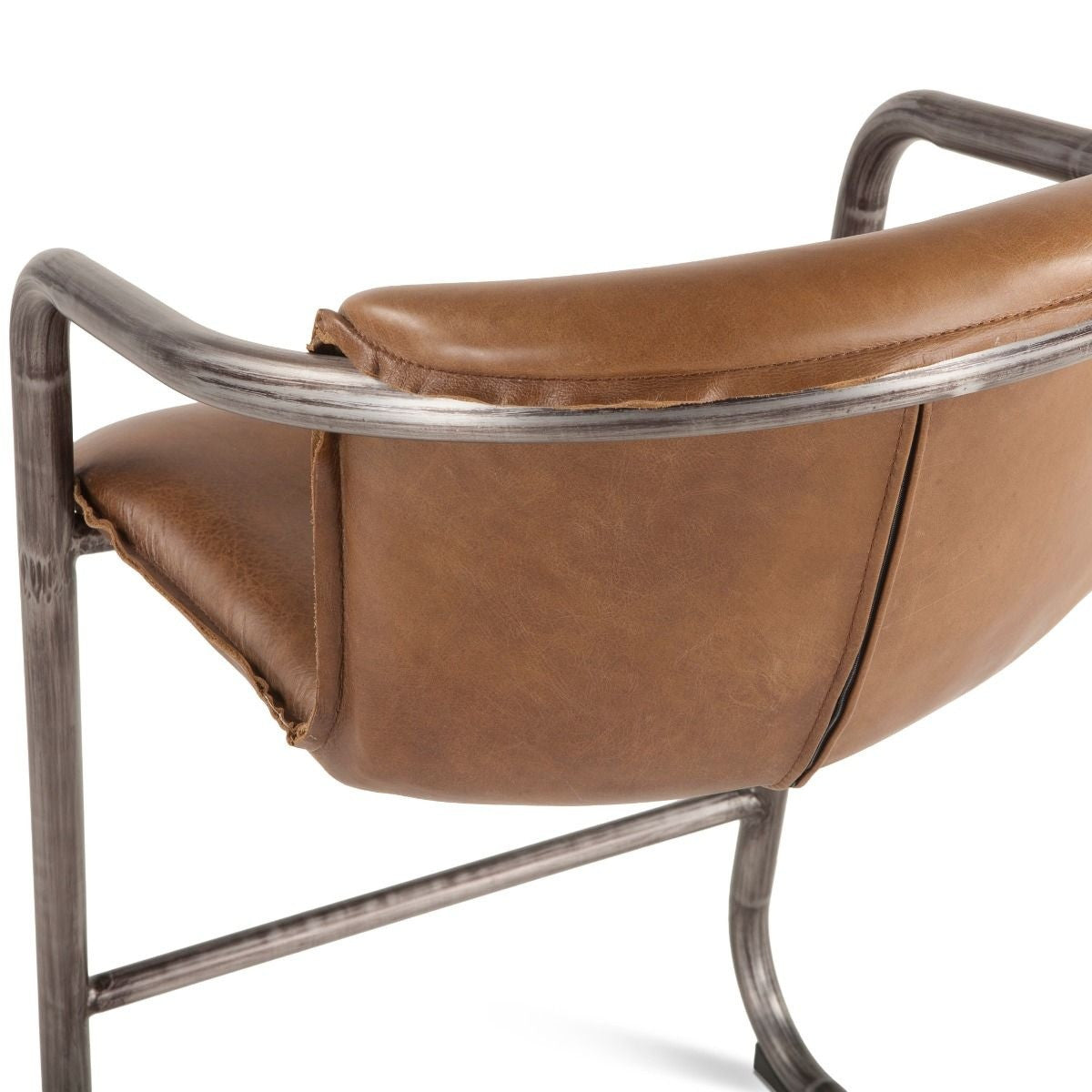 Industrial Loft Metal and Chestnut Leather Counter Stool