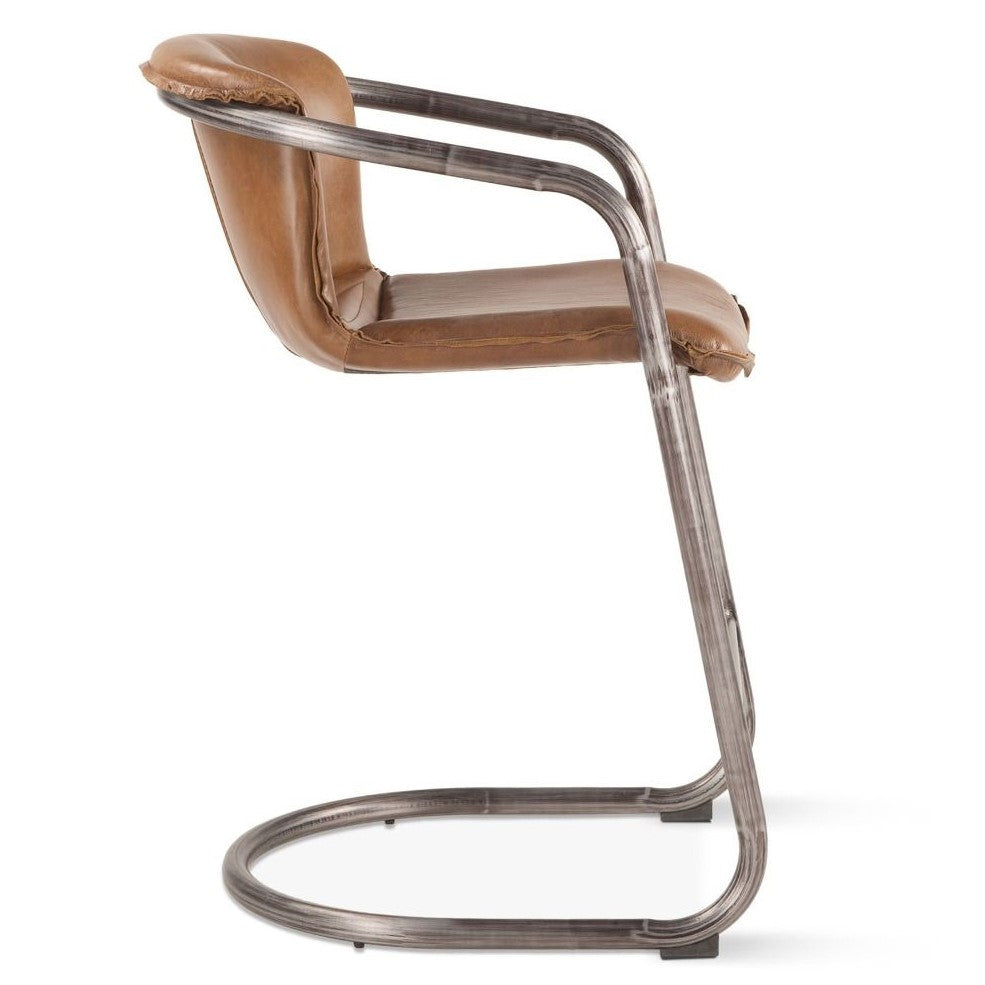 Industrial Loft Metal and Chestnut Leather Counter Stool
