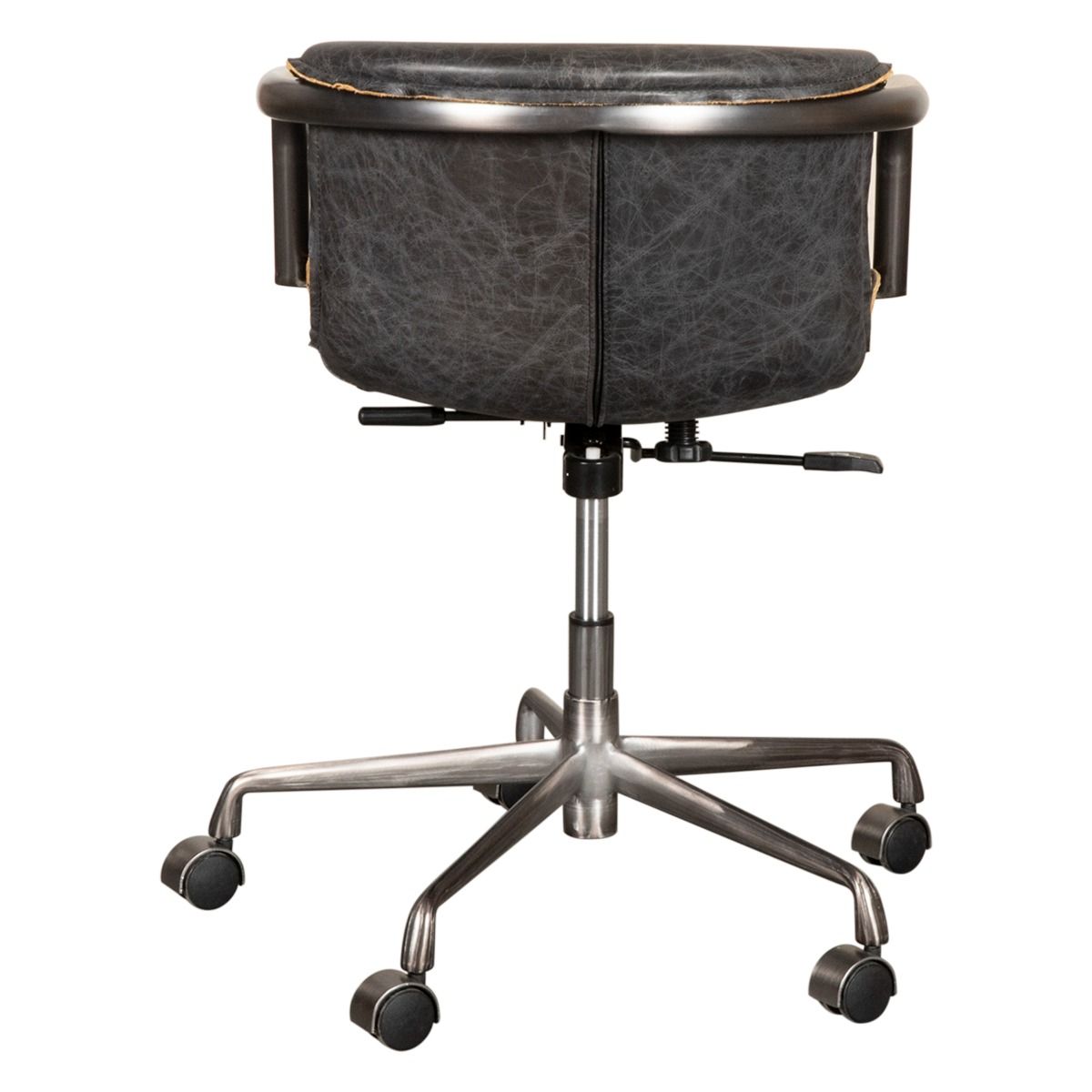 Portofino Swivel Office Chair in Antique Ebony Leather and Antique Zinc - image 3