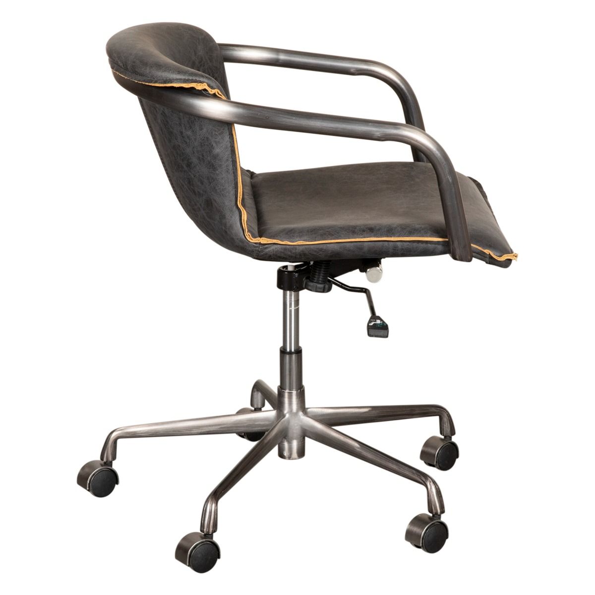 Portofino Swivel Office Chair in Antique Ebony Leather and Antique Zinc - image 4
