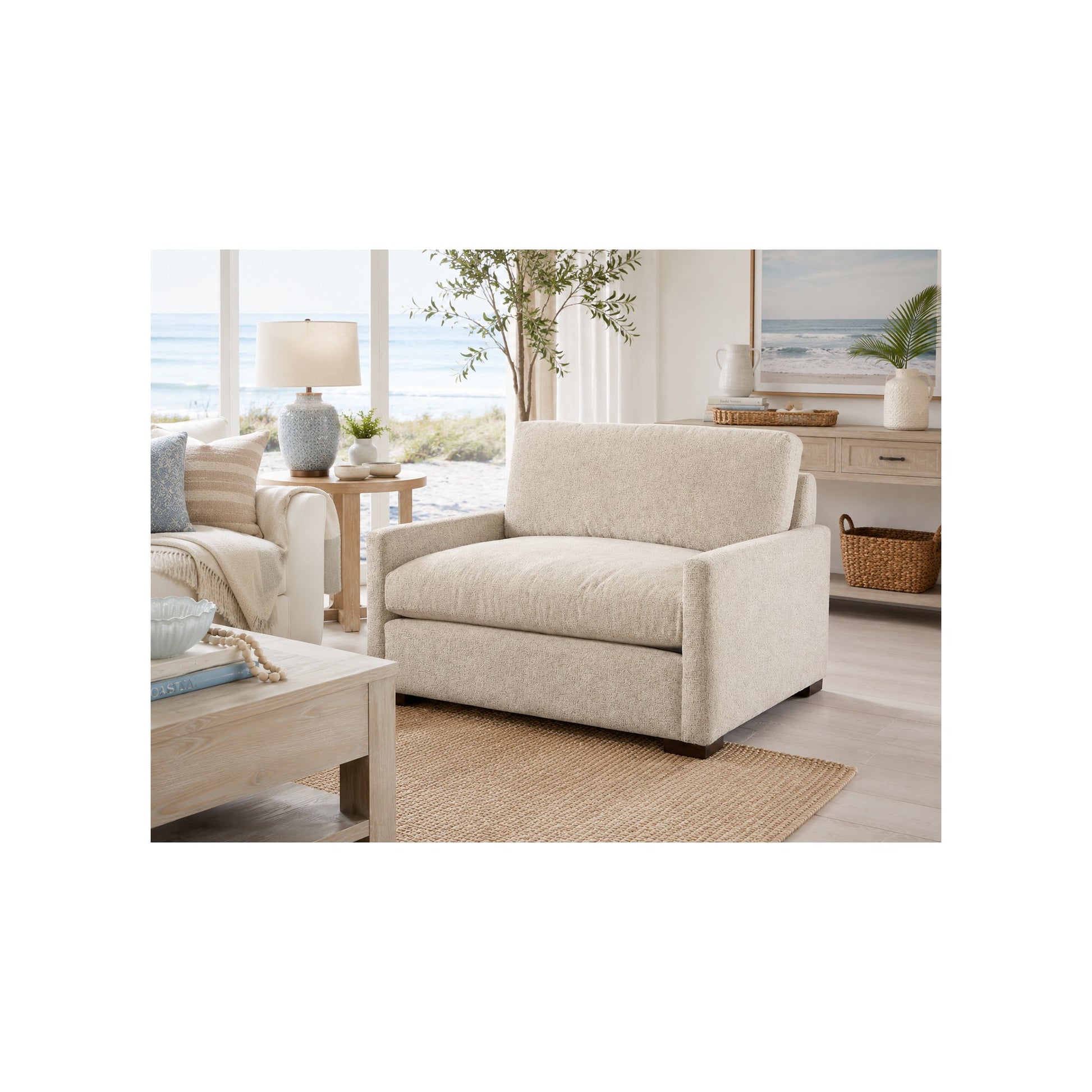 Grady Chair and a Half in Plushtone Linen by Spectra Home Furniture - lifestyle room image