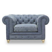Warner Blue Denim Chesterfield Club Chair