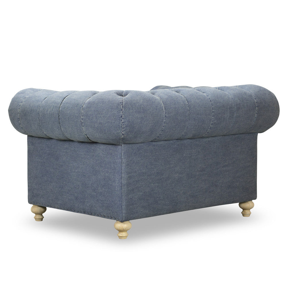 Warner Blue Denim Chesterfield Club Chair