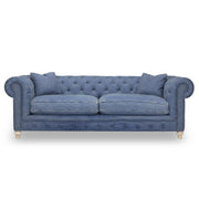 Warner Blue Denim Chesterfield Sofa 96"