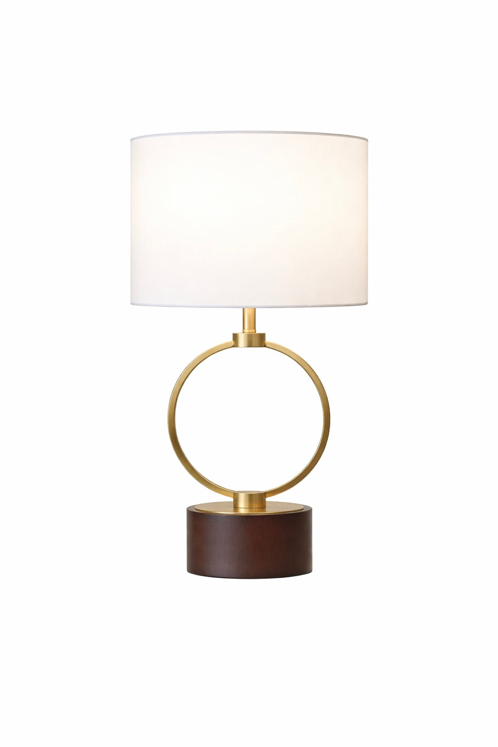 Grid Table Lamp | Circular Brass Ring and Wooden Base