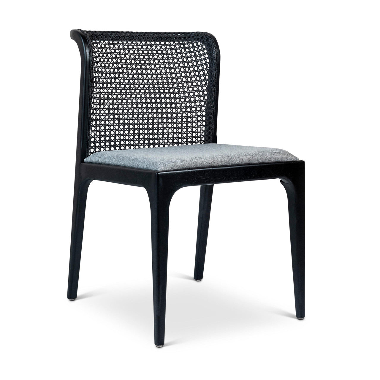 Modern Brazilian - Eloa - Cane Side Chair - Essence Grey Seat - Ebano Frame - Ebano Cane Webbing