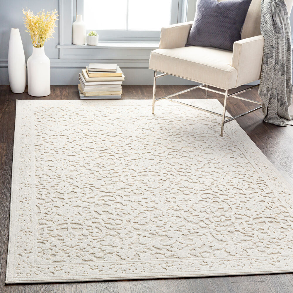Greenwich Beige/Charcoal Machine Woven Rug - roomscene