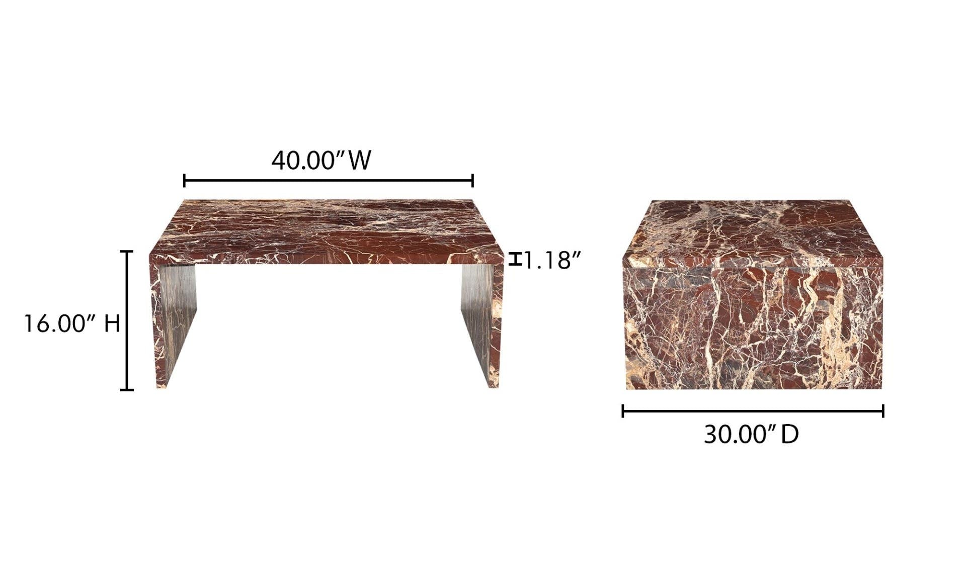 Rosa Coffee Table Rosso Levanto Marble by Moe's Home Collection - view 19