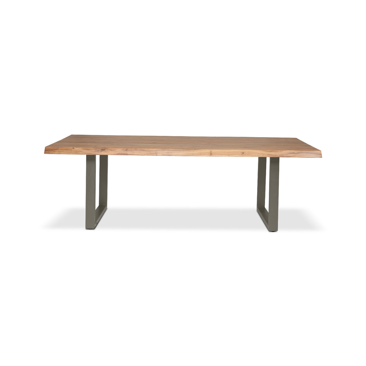 Brooks - Dining Table - U Base - 40" x 116" - Teak Top - Pewter Base