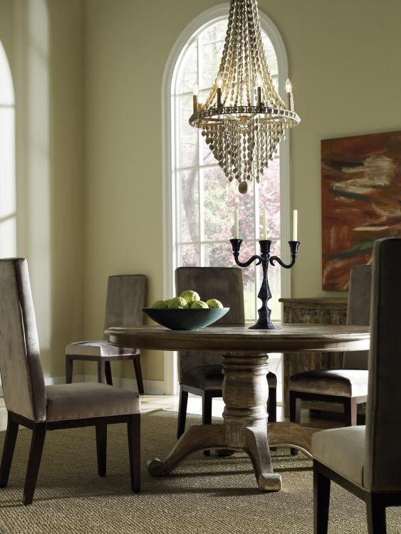 Hampton Rustic Wood pedestal round dining table