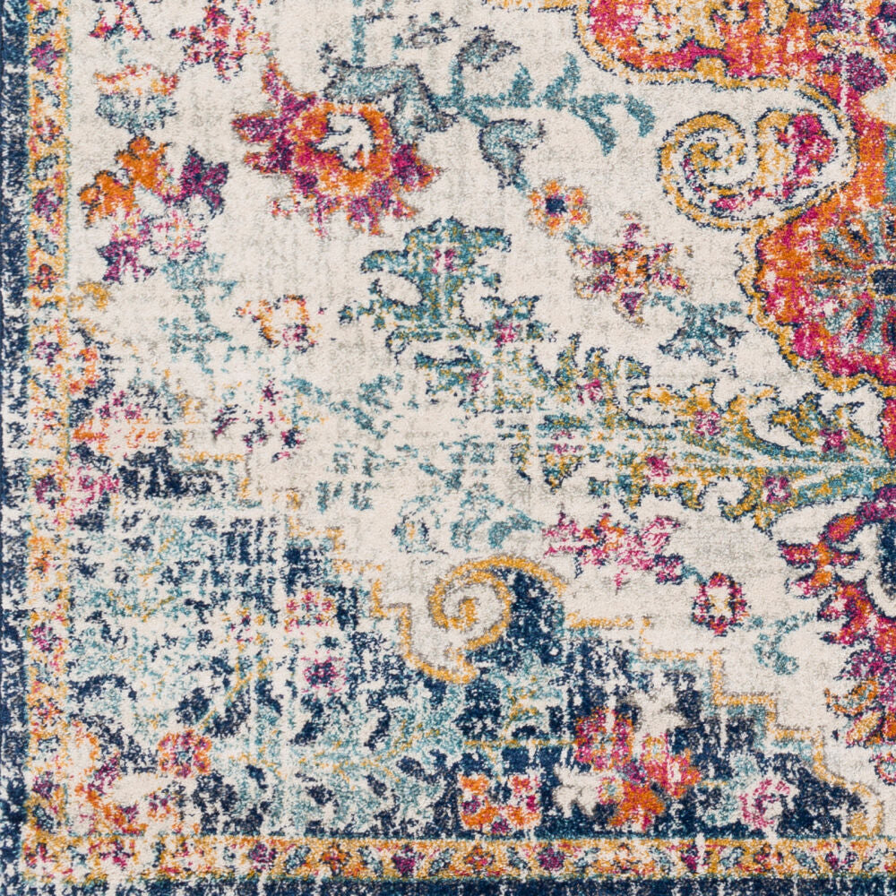 Harput Aqua/Saffron Machine Woven Rug - swatch