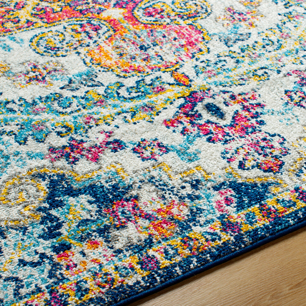 Harput Aqua/Saffron Machine Woven Rug - texture