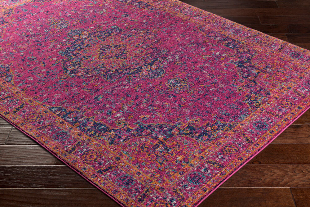 Harput Burgandy/Teal Machine Woven Rug HAP-1008 - corner