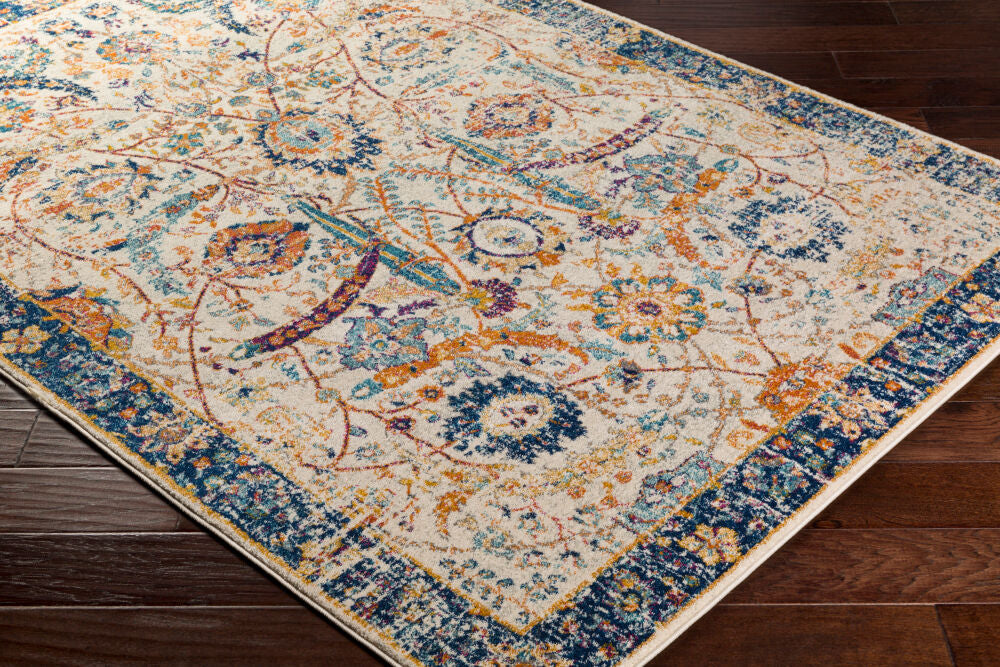 Harput Burgandy/Teal Machine Woven Rug HAP-1014 - corner