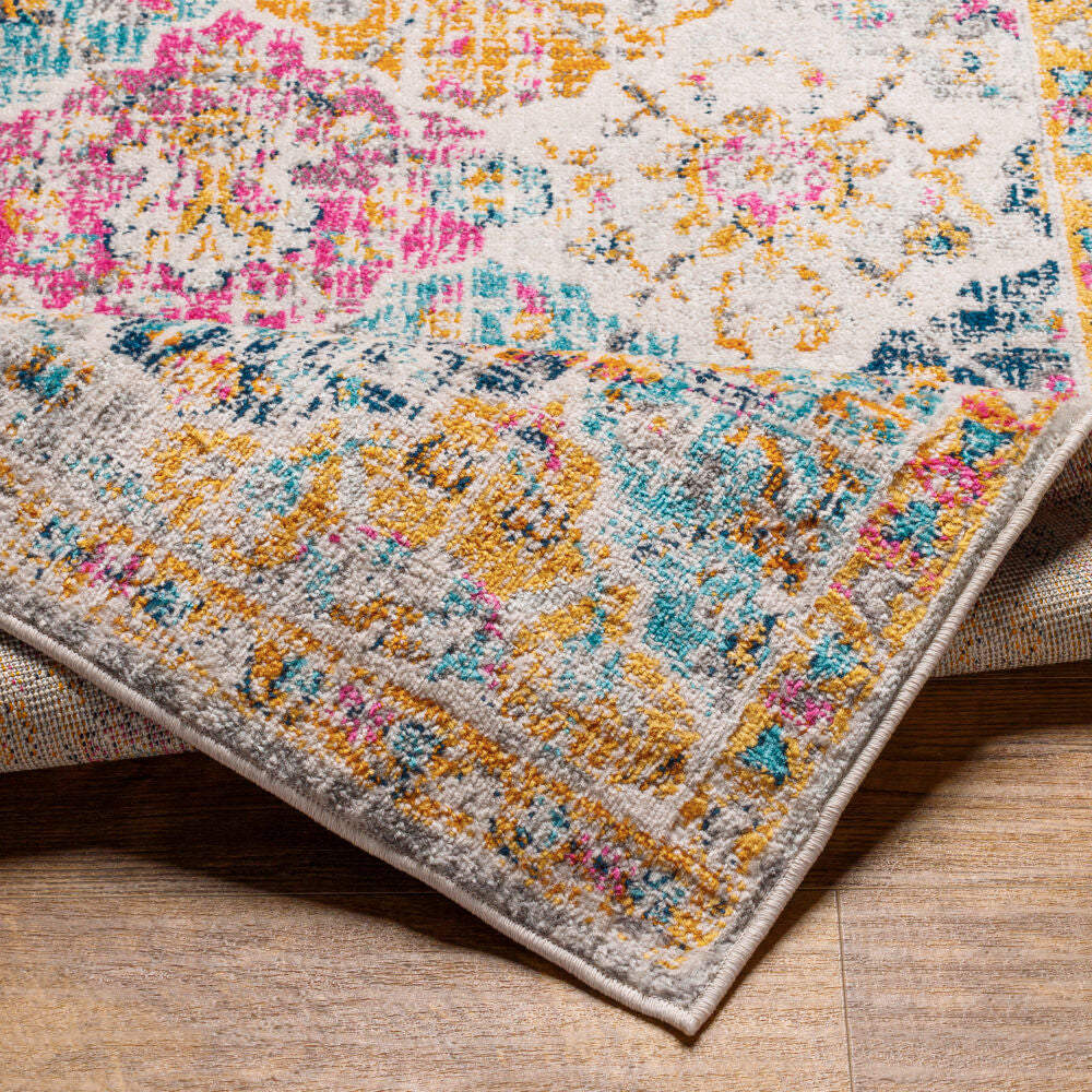 Harput Burgandy/Teal Machine Woven Rug HAP-1018 - fold