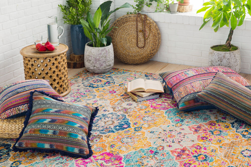 Harput Burgandy/Teal Machine Woven Rug HAP-1018 - styleshot