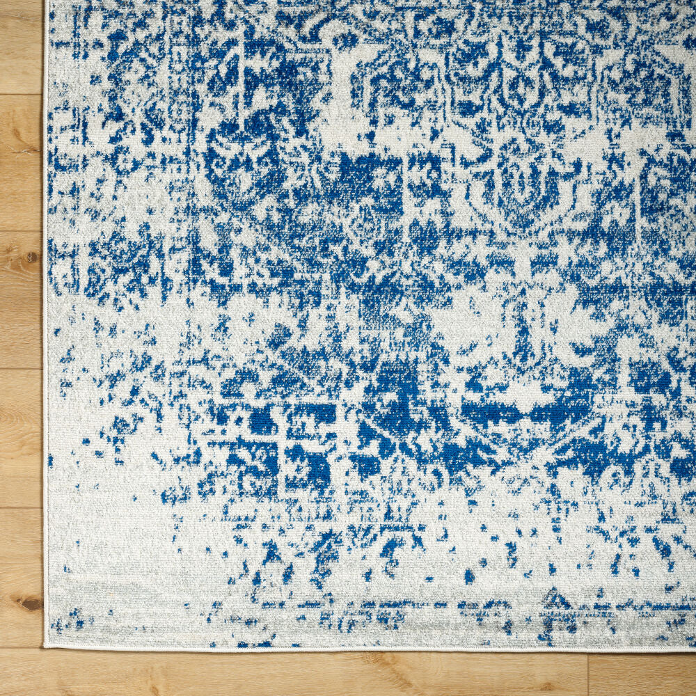 Harput Light Beige/Navy Machine Woven Rug - overhead