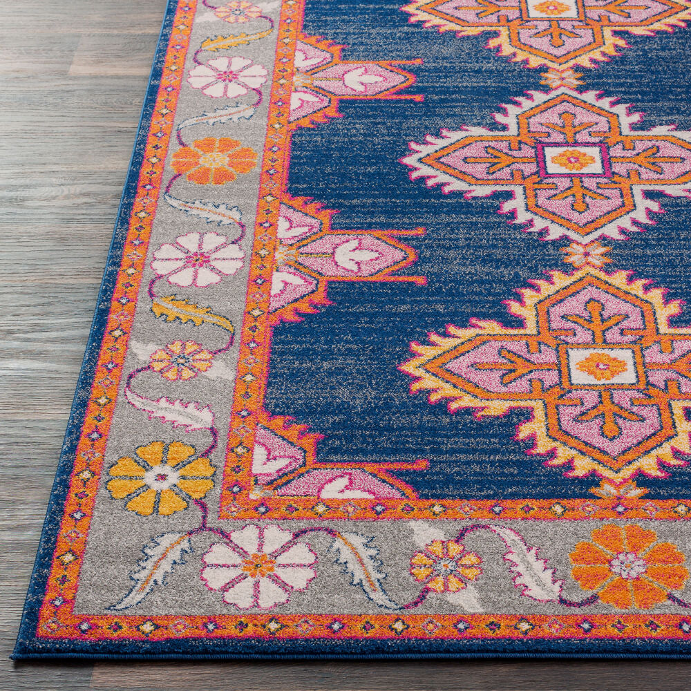 Harput Burgandy/Navy Machine Woven Rug - front