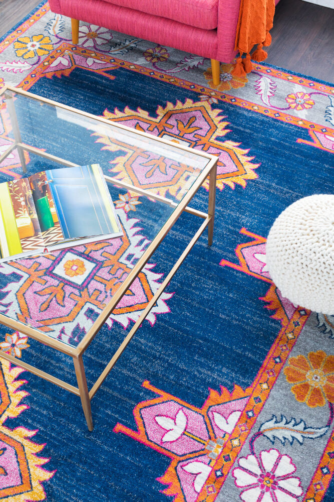 Harput Burgandy/Navy Machine Woven Rug - styleshot