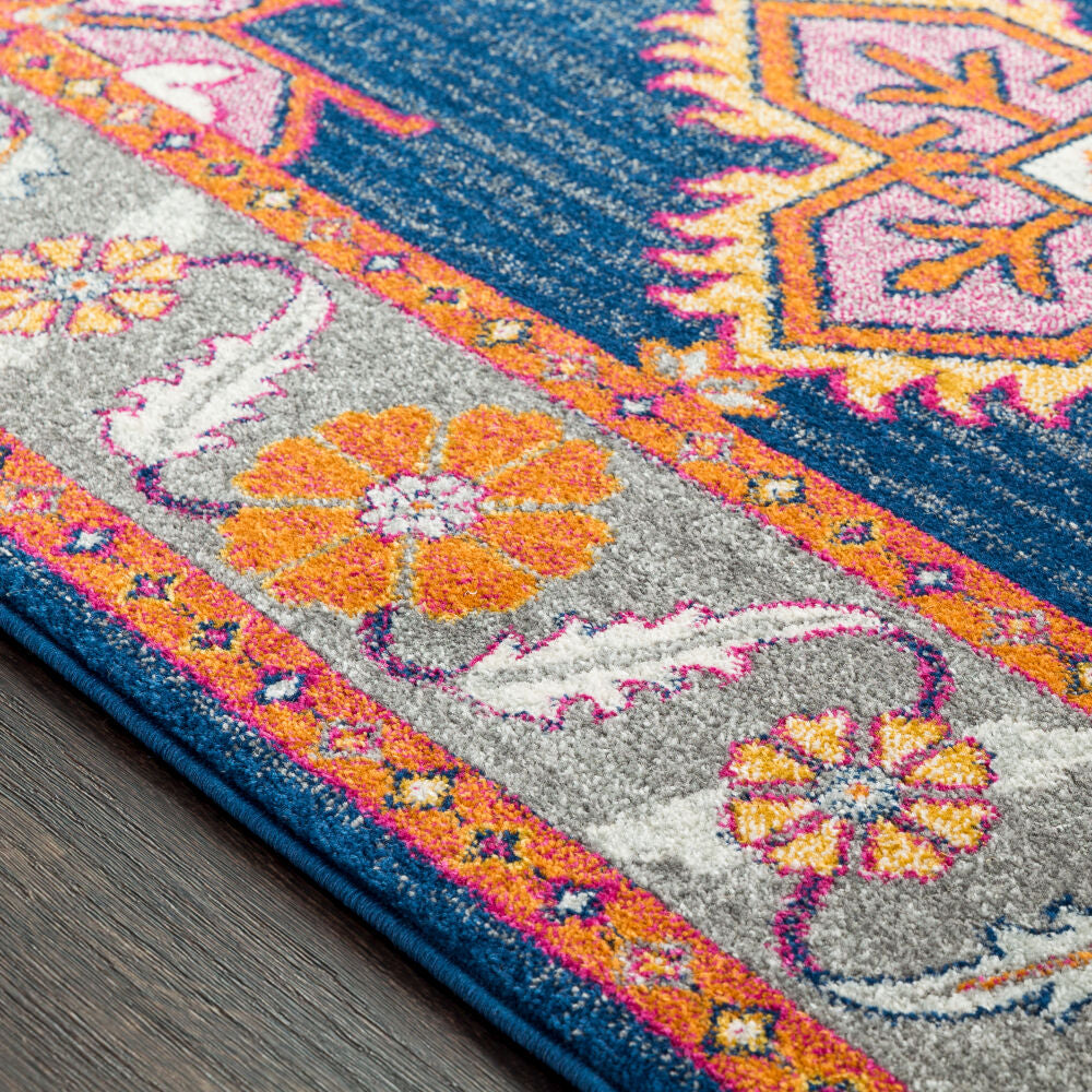 Harput Burgandy/Navy Machine Woven Rug - texture
