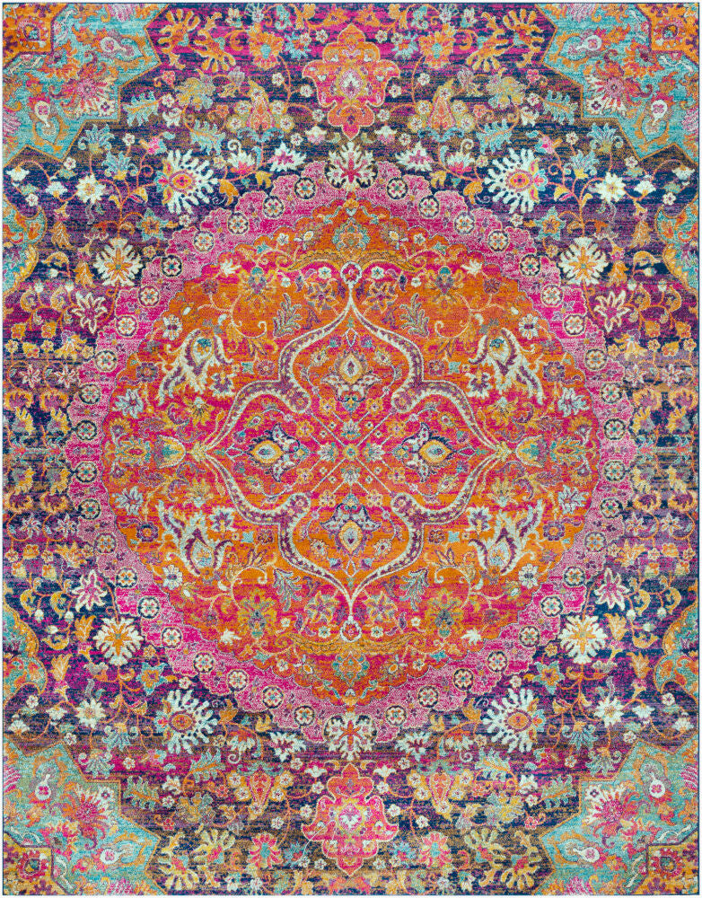 Harput Burgandy/Teal Machine Woven Rug HAP-1044 - 2' x 2'11"