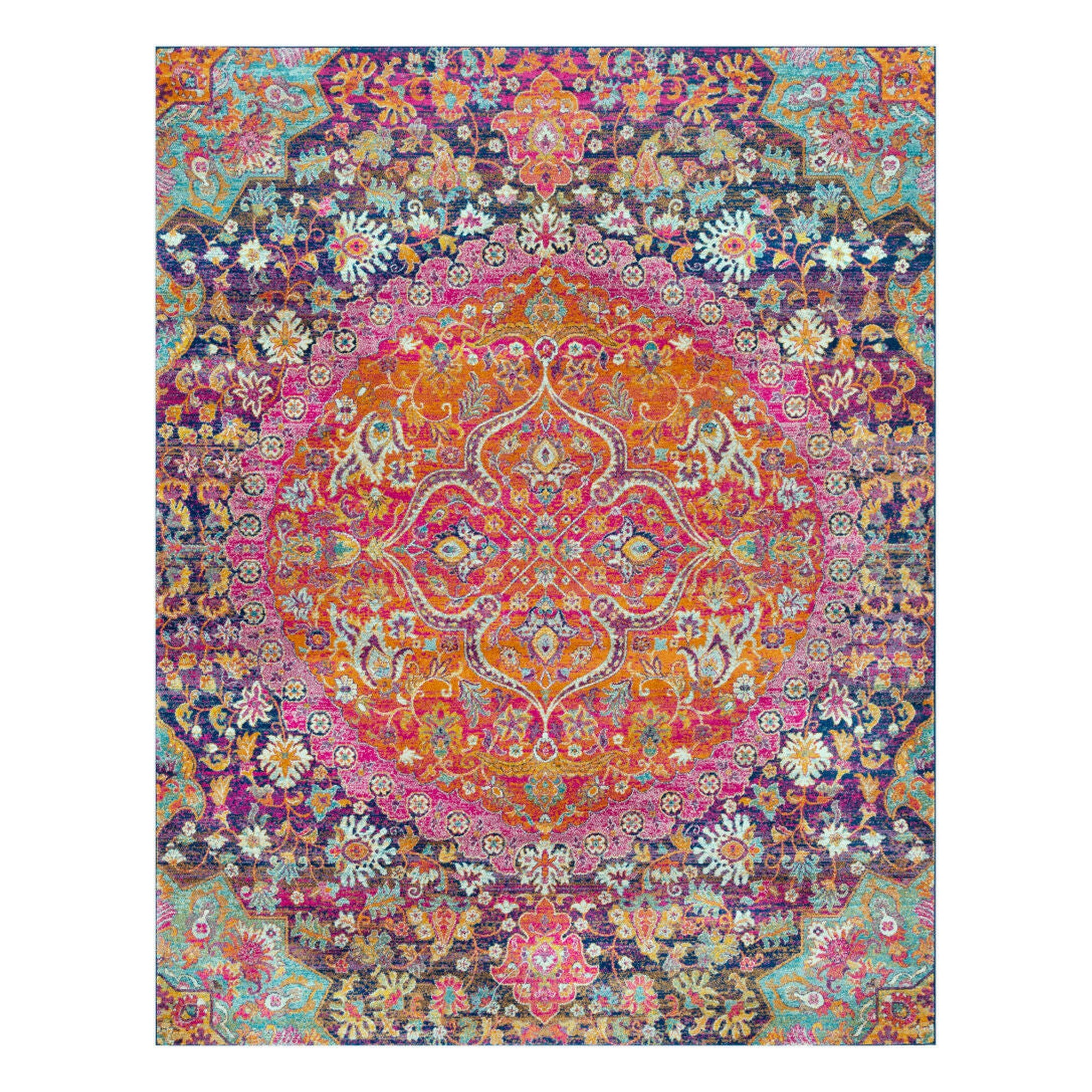 Harput Burgandy/Teal Machine Woven Rug HAP-1044 - 2' x 2'11"