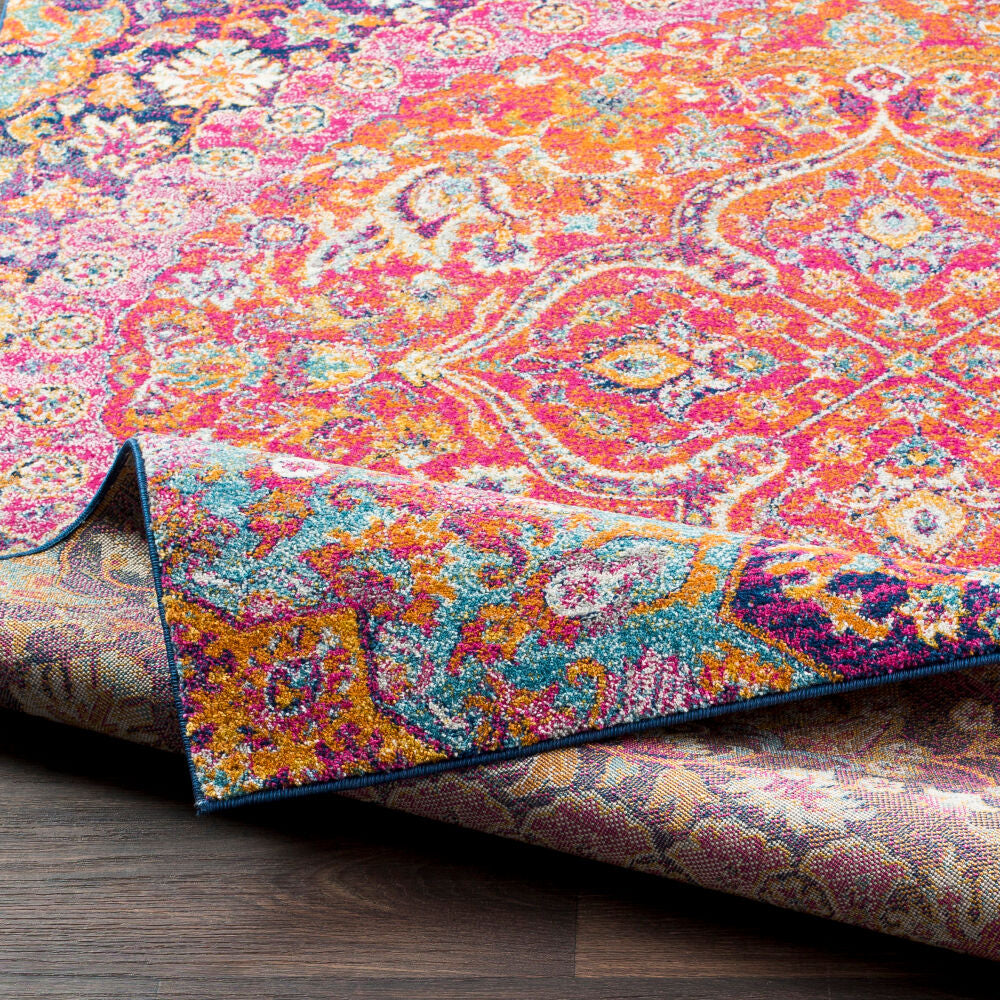 Harput Burgandy/Teal Machine Woven Rug HAP-1044 - fold