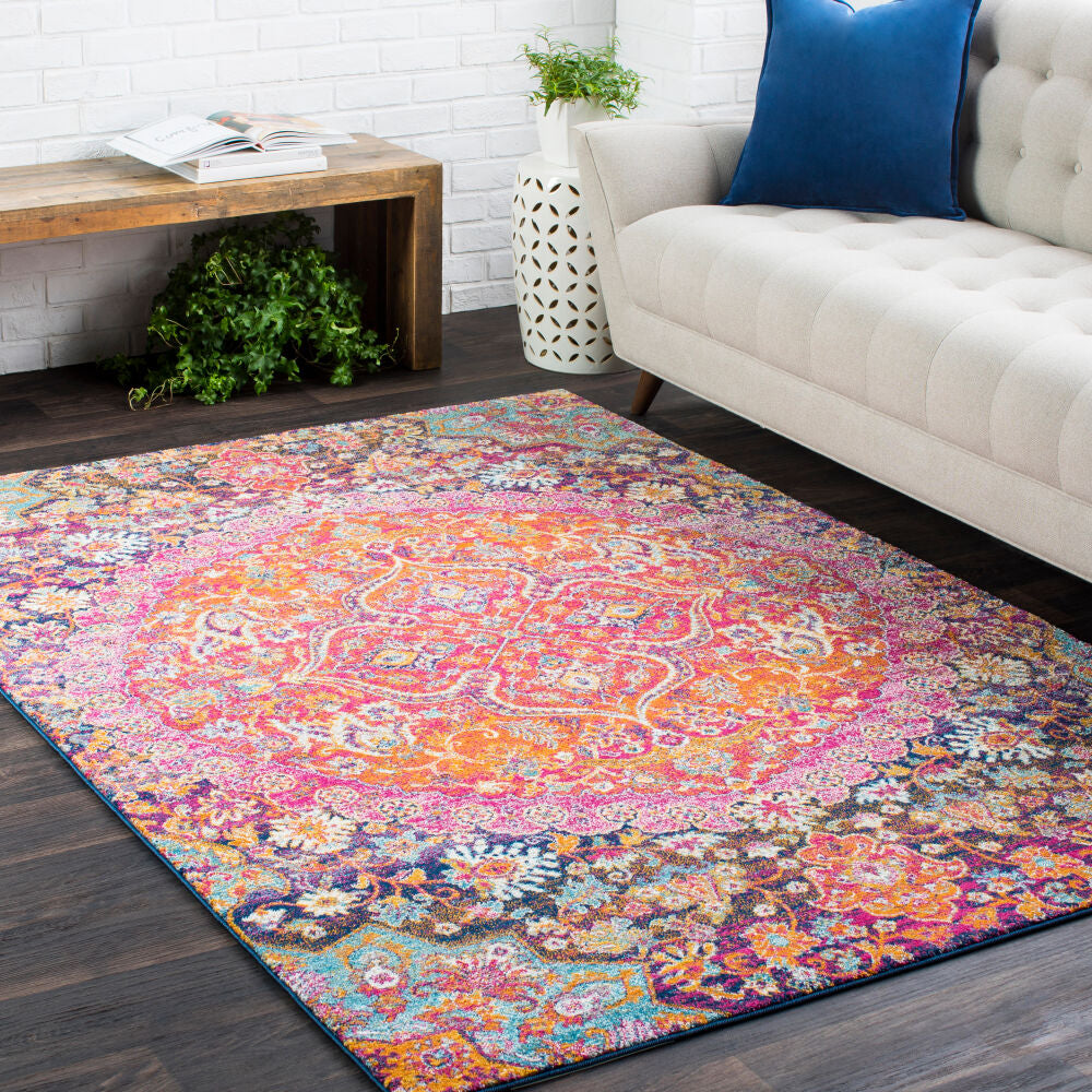 Harput Burgandy/Teal Machine Woven Rug HAP-1044 - roomscene