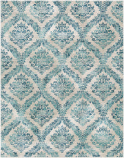Harput Ivory/Teal Machine Woven Rug - 2' x 2'11"