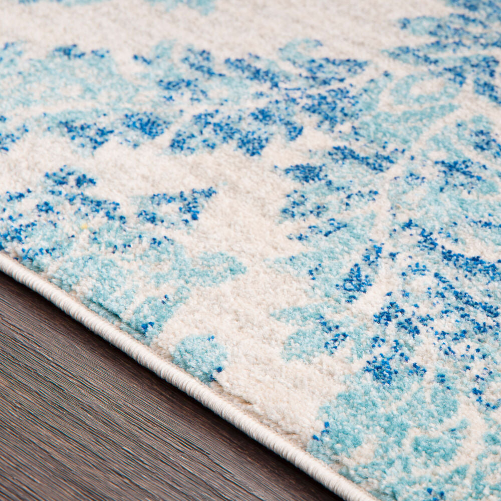 Harput Ivory/Teal Machine Woven Rug - texture