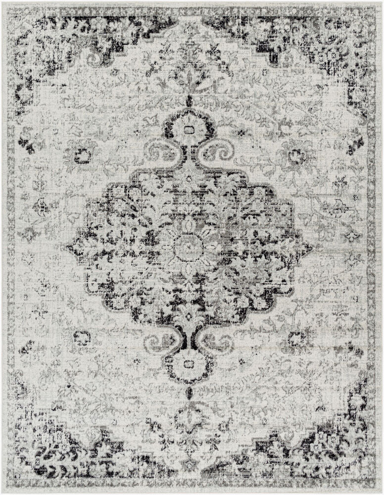 Harput Black/Medium Gray Machine Woven Rug - 2' x 2'11"