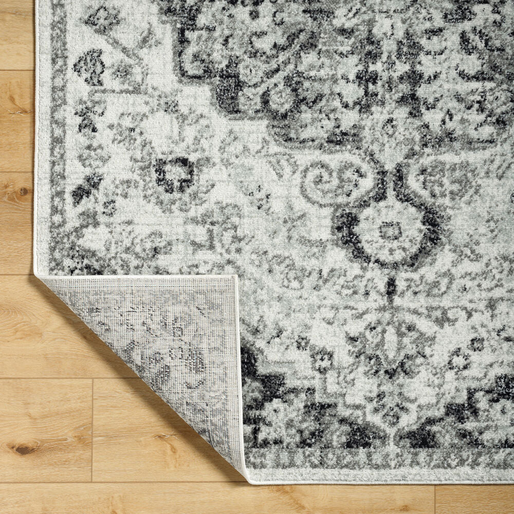 Harput Black/Medium Gray Machine Woven Rug - fold