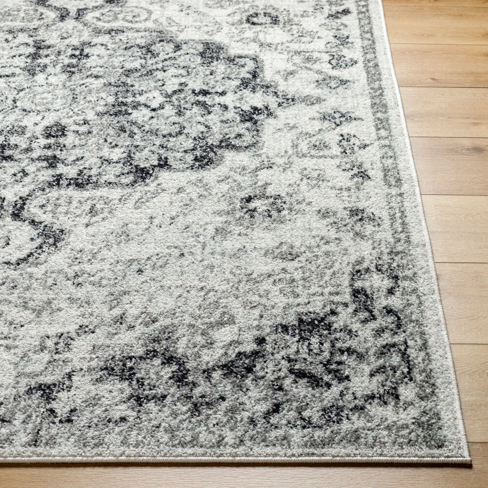 Harput Black/Medium Gray Machine Woven Rug - front