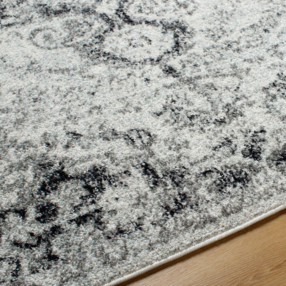 Harput Black/Medium Gray Machine Woven Rug - texture
