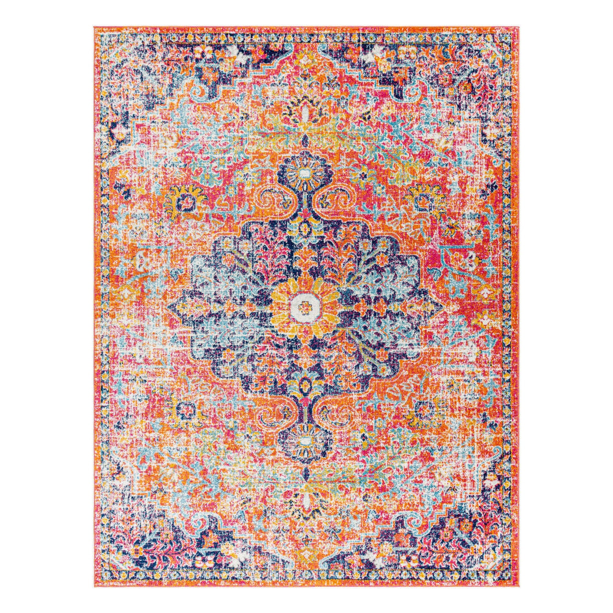 Harput Burgandy/White Machine Woven Rug - 2' x 2'11"