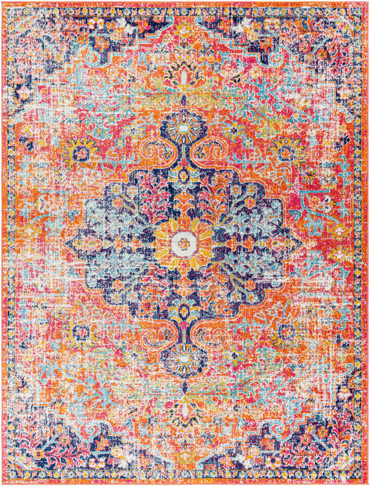 Harput Burgandy/White Machine Woven Rug - 2' x 2'11"
