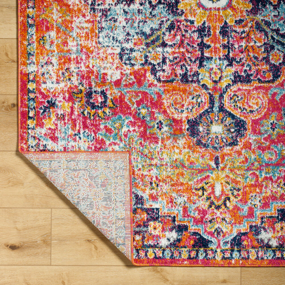 Harput Burgandy/White Machine Woven Rug - fold