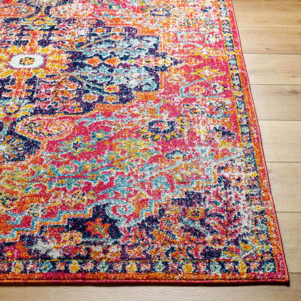 Harput Burgandy/White Machine Woven Rug - front