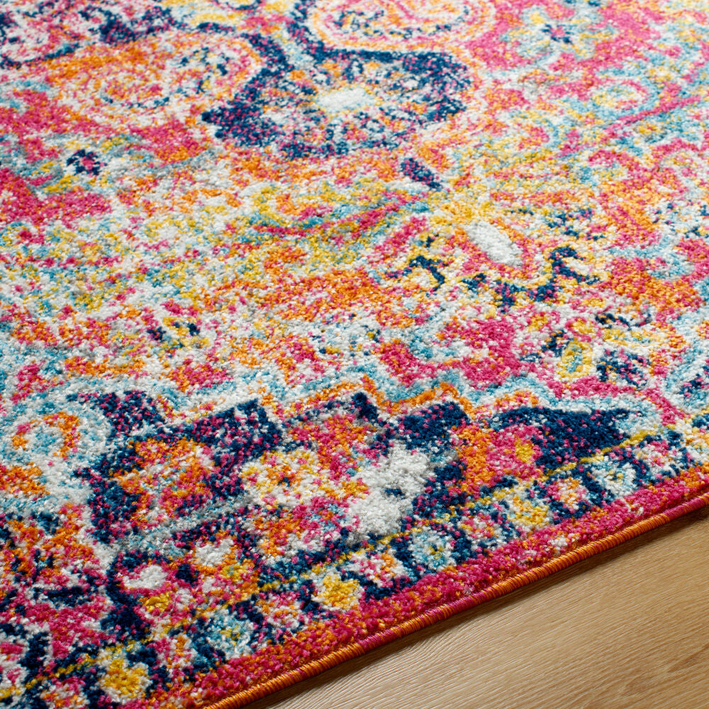 Harput Burgandy/White Machine Woven Rug - texture
